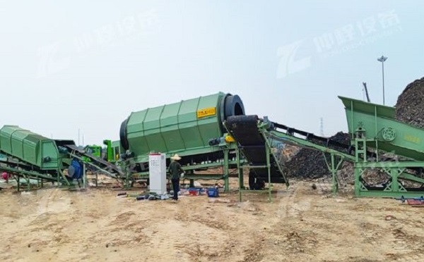 石家庄陈腐填埋垃圾筛分生产线现场